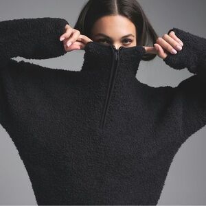 Skims COZY KNIT UNISEX QUARTER ZIP PULLOVER | ONYX - ONYX / L/XL